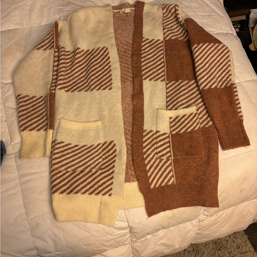 Striped Brown and Cream Cardigan
